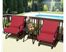 Costway 2 Seater Garden Bistro Set with Cushion Red