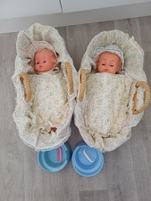 2 x 16" Dressed  Palitoy Tiny Tears 3/4 Eye Vinyl Dolls  in Vintage  Baskets