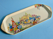 Vintage 1930's Old England Gardens design Sandwich Plate Tray by Swinnertons
