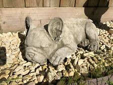 Reconstituted Stone French Bulldog Statue | Vintage Concrete Garden Ornament