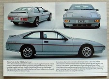 LOTUS EXCEL 1984 Car Sales Specification Leaflet