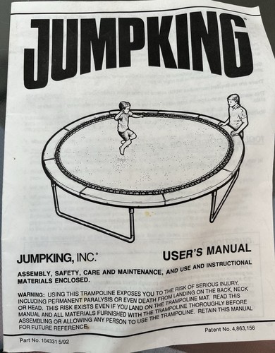 Manual jumpking vtg - jumpking, trampoline