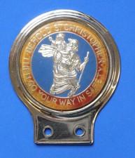 Chrome Enamel Behold St Christopher Car Badge Auto Emblem         [33634]