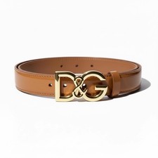 D&G Tan Belt with Gold Logo