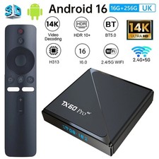 Android 16.0 Smart TV Box 14K Quad Core HD 16GB+8/256GB WIFI Media Stream Player