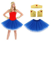SUPERHERO COSTUME Ladies Girls Diana Wonder Woman Fancy Dress Cosplay Outfit UK