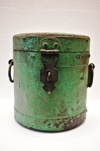 Antique metal dry storage bin - dry,