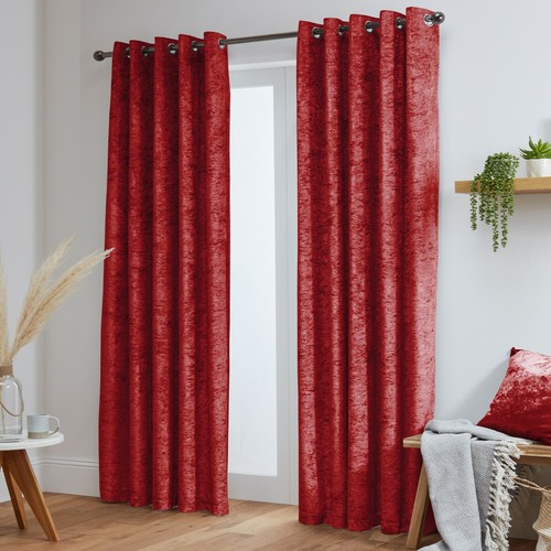 Pair crushed velvet curtains - velvet,