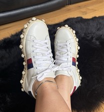 GUCCI Studded White Leather