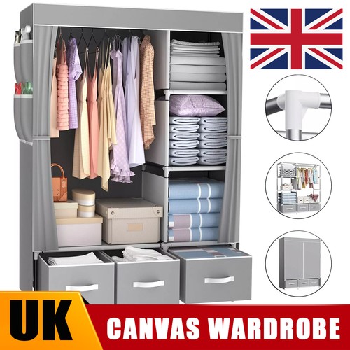 Large fabric canvas wardrobe - canvas,