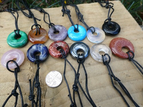 Crystal gemstone donut pendant - crystal,