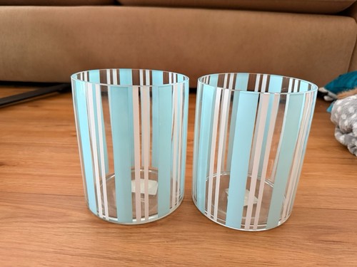 Pair aqua blue white stripe - blue,
