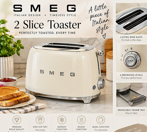 Smeg slice toaster - smeg, cream