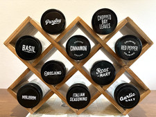 Kamenstein Spice Rack Criss-Cross 10 Empty Bottles Wood Wall or Counter Good Con