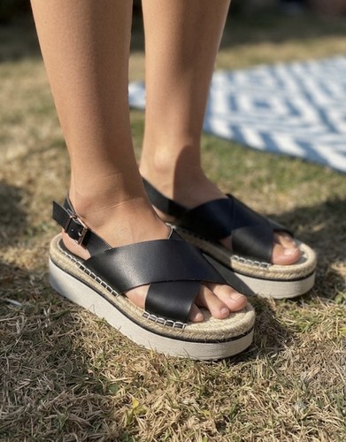 Asos black leather slingback - black,