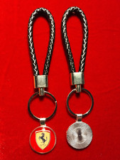 Ferrari keyring silver plated, glass cabochon and vegan leather handle  .