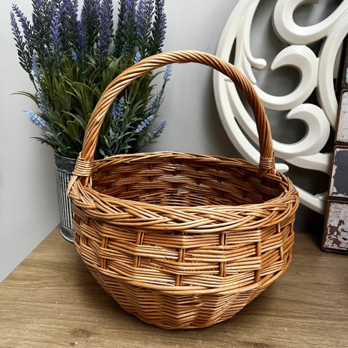 Vintage round wicker basket