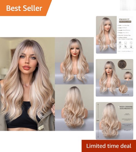 Inch long wavy ombre - 24-inch, blonde