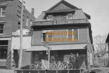 C1900 CT NEW MILFORD GAZETTE HUMESTON BOTTLING WORKS BICYCLE GLASS NEGATIVE F38