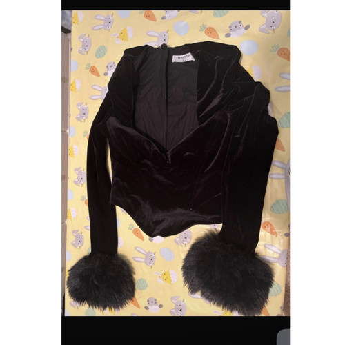Housecb black velvet - velvet, v-neck