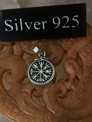Silver viking compass pendant - silver,