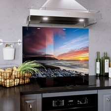 Glass Splashback Kitchen Tile Cooker Panel ANY SIZE Sea View Beach Ocean 1899