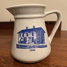 Dart Pottery Elgin Iowa IA Train Depot Commemorative Milk Pitcher 6.25”