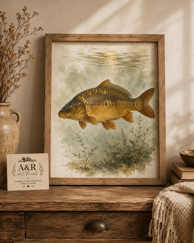 Mirror carp fishing art - fishing,