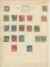 DENMARK STAMPS MOUNTED ON OLD ALBUM PAGE