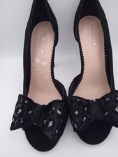 Ladies size 6 Carvela Kurt Geiger suedette leoni black peep toe 4" heels shoes