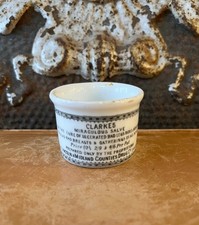 Clarke’s Miraculous Salve - Antique Mini Ironstone Apothecary Pot  c. 1890