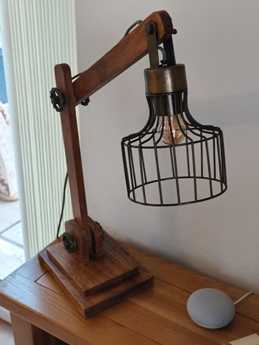 Steampunk wooden table lamp - steampunk,