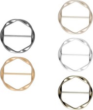 5pc Silk Scarf Ring Clip Metal
