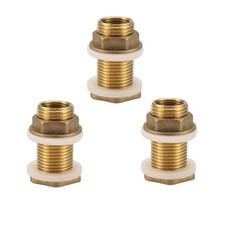 Solid Brass Bulkhead Fitting, 3 Sets 3/8 Inch Female 1/2 Inch Male Solid4334