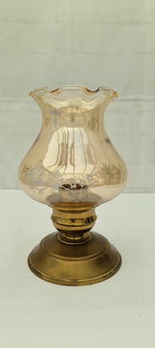 Vintage brass amber hurricane - brass,