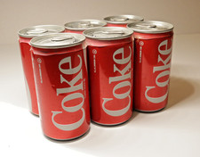 COCA COLA Vintage 1980s UNOPENED 6-PACK of Coke/Coca-Cola Flip Top Cans