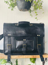 Suitable Leather Messenger Genuine Vintage Shoulder Men's Brown Laptop Briefcase
