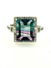 Stunning Zebra Fluorite Ring in Sterling Silver 925 Ring Adjustable UK Size M