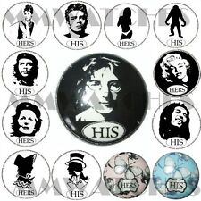 SHABBY CHIC WHITE BLACK  HIS &  HERS CERAMIC CUPBOARD DOOR KNOBS DRAWER KB06