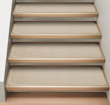 Set of 15 ATTACHABLE Carpet Stair Treads IVORY CREAM runner rugs