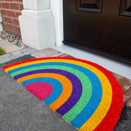 Rainbow coir doormats - coir, half