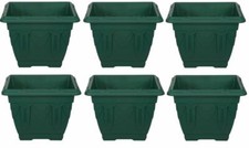 6 Green Square Venetian Pot Decorative Plastic Plant Planter Garden Flower 22cm