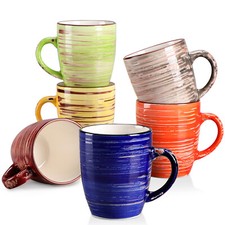 vancasso ALBERO 6 Piece Mugs Multicolour Stoneware 13oz Coffee Cup Tea Milk Cups