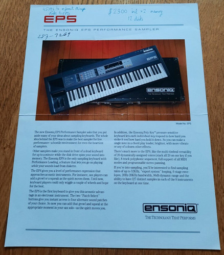 1987 ensoniq eps synth - ensoniq, sales