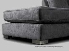 Large Square Footstool Ottoman Charcoal Grey Chenille & Chrome Legs | Clearance