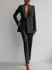 💗Women Blazer Suit Set Ladies Long Sleeve Formal Work Jacket Pants Suit Set-UK.