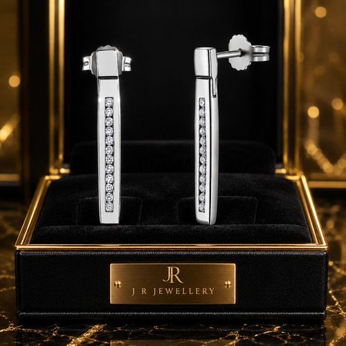 White gold diamond - white, stud