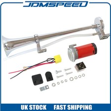 12V 150db Chrome Super Loud Single Trumpet Air Horn Kit Truck Lorry Boat Train