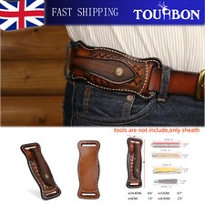 TOURBON Leather Folding Knife Sheath EDC Horizontal Belt Holster Tool Carry Case