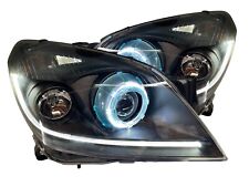 Pair LHD Black projector Headlights LED halo angel eye for Vauxhall Astra H 04-